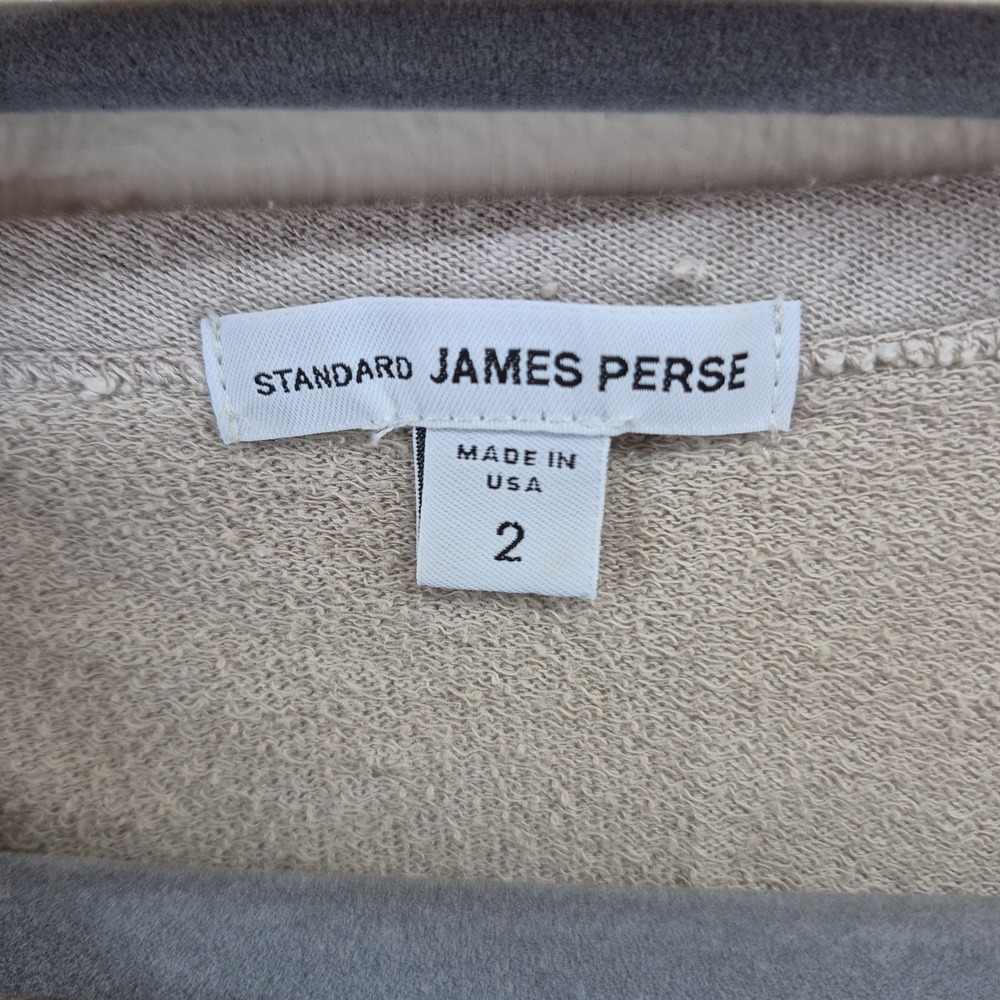 James Perse Cowl Neck Slub Top Women's Size 2 / Medium Beige Made in USA - Picture 2 of 9